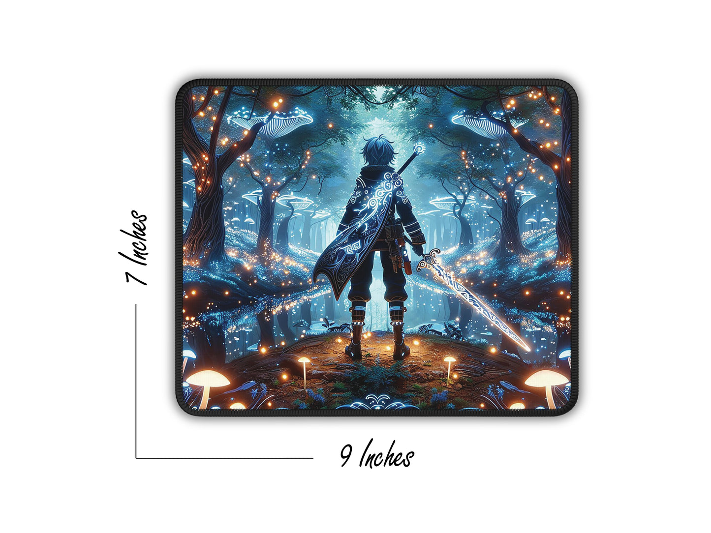 7x9 inch gaming mouse pad with a vibrant anime twilight luminescence design, perfect for gamers looking to enhance their desks aesthetic.