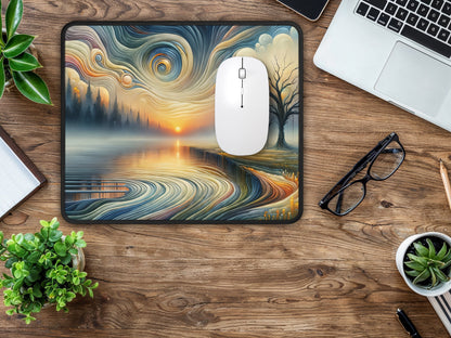 An elegant desk setup with the dragon mouse pad, bringing a splash of mythical beauty to the professional space.