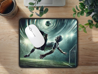 Gaming mouse pad showcasing a soccer player in action, designed to add a burst of energy and motivation to any desktop setup.