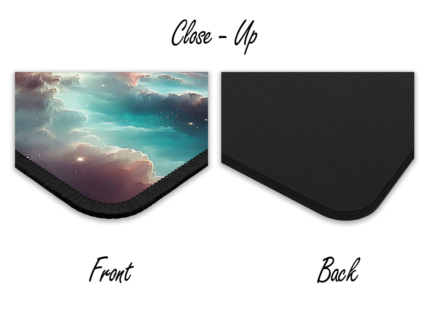 Mouse pad with a high-definition print of the Orion Nebulas cosmic clouds, dimensions noted as 9 by 7 inches