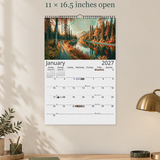 Alaska's Autumn 2027 wall calendar — size and layout overview