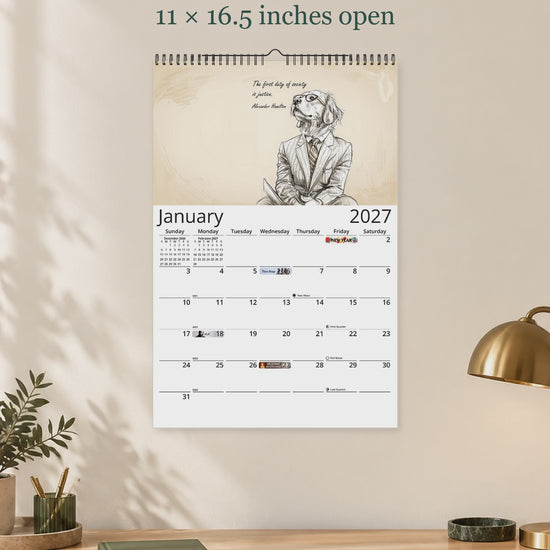 Canine Counsel 2027 wall calendar — size and layout overview