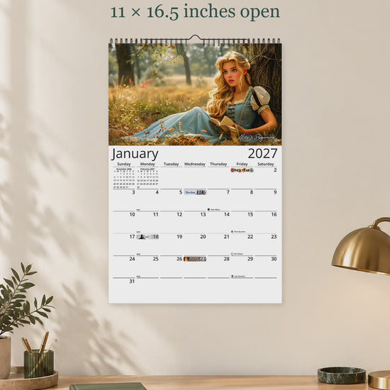 Alice in Wonderland 2027 wall calendar � size and layout overview