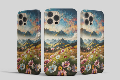 Funda para teléfono artesanal Kaleidoscope - Flores silvestres de montaña