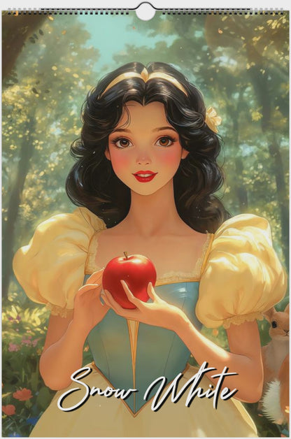 2026 Snow White Wall Calendar by Kaleidoscope Artisan – Enchanted Fairytale with Holidays