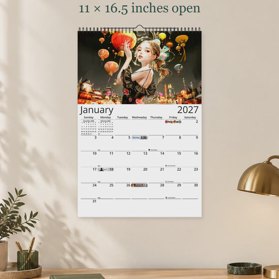 Anime Tourist 2027 wall calendar — size and layout overview