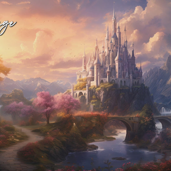 Showing various enchanting scenes including castles, ancient ruins, and serene landscapes