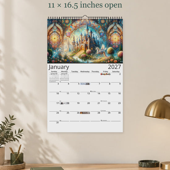 Enchanted Moments 2027 wall calendar — size and layout overview