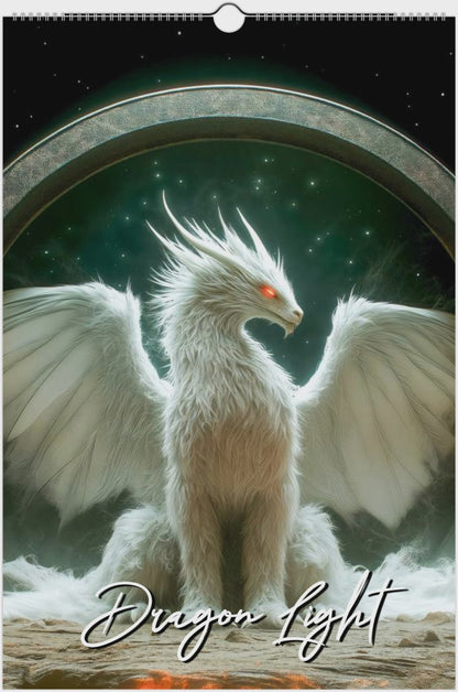 2026 Dragon Light Wall Calendar by Kaleidoscope Artisan – Majestic Dragon Realms with Holidays