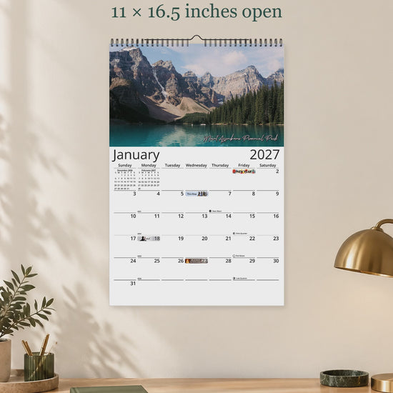 Canada Vistas 2027 wall calendar — size and layout overview