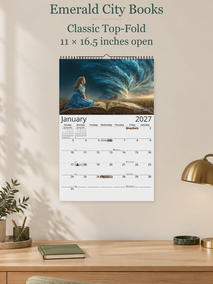 Emerald City Books 2027 wall calendar — size and layout overview